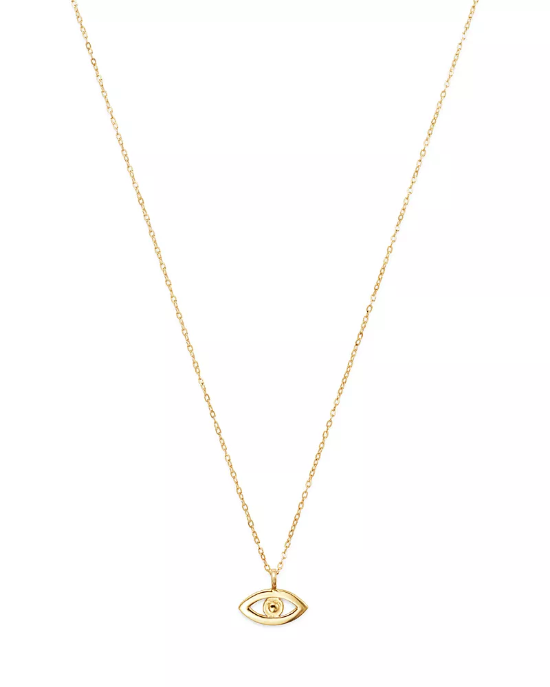 Moon & Meadow 14K Yellow Gold Evil Eye Pendant Necklace, 16