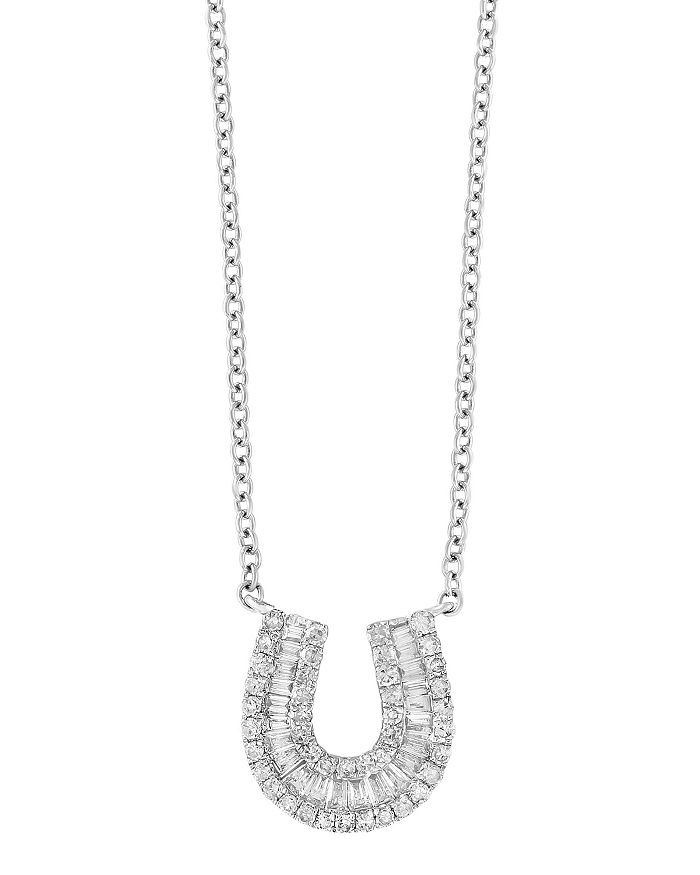 Bloomingdale's Diamond Baguette Horseshoe Pendant Necklace In 14k White Gold, 0.33 Ct. T.w. - 100% Exclusive