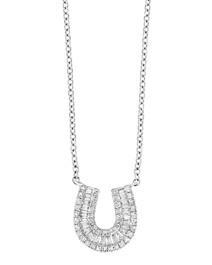 Bloomingdale's Diamond Baguette Horseshoe Pendant Necklace in 14K White Gold, 0.33 ct. t.w. - 100% E