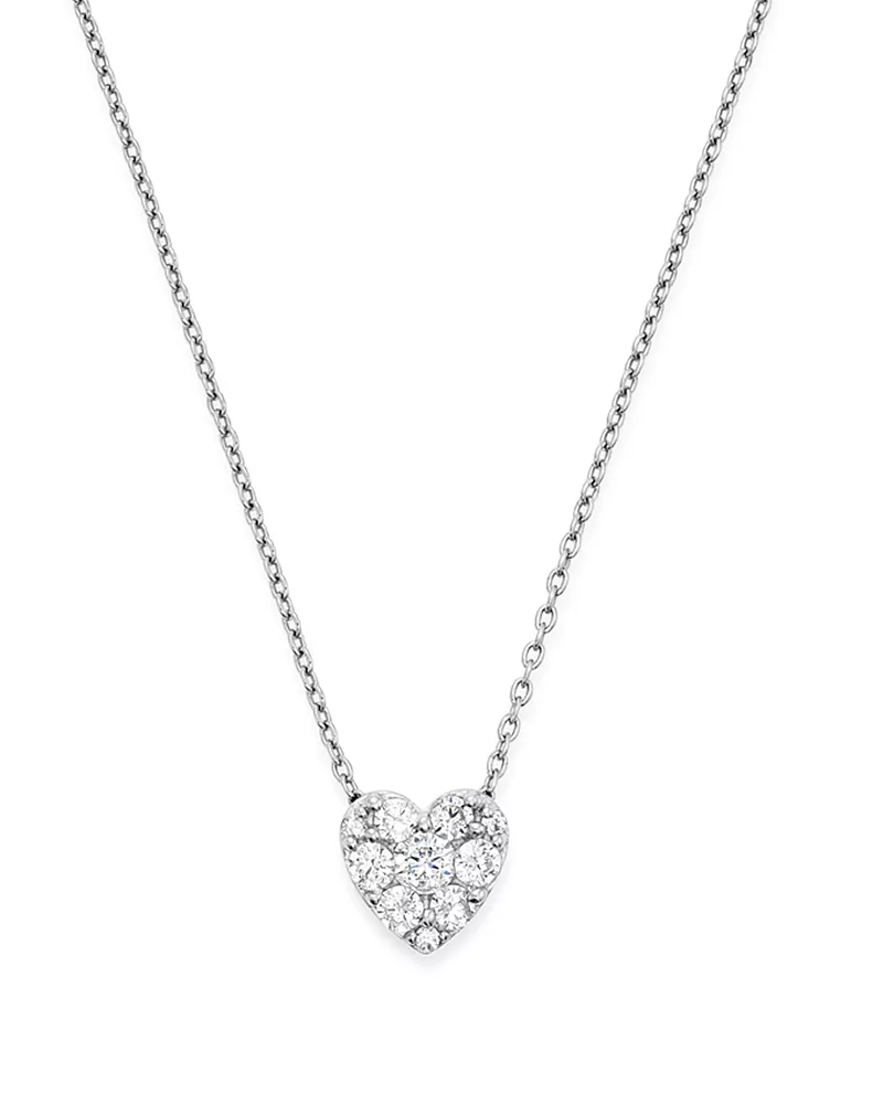 Diamond Heart Pendant Necklace in 14K White Gold, 0.50 tcw - Exclusive
