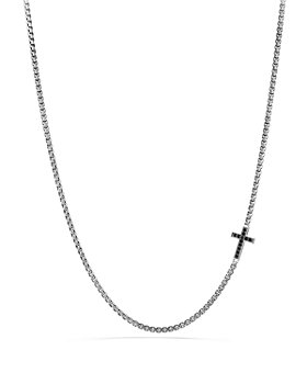 Choose Width & Length XP Jewelry Men's Sterling Silver Crucifix Pendant Curb Link Chain Necklace Italian Made 