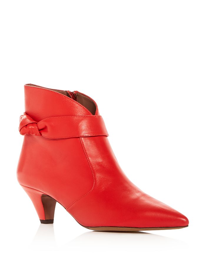Tabitha Simmons Women's Nixie Kitten Heel Pointed Toe Booties In Red Leather