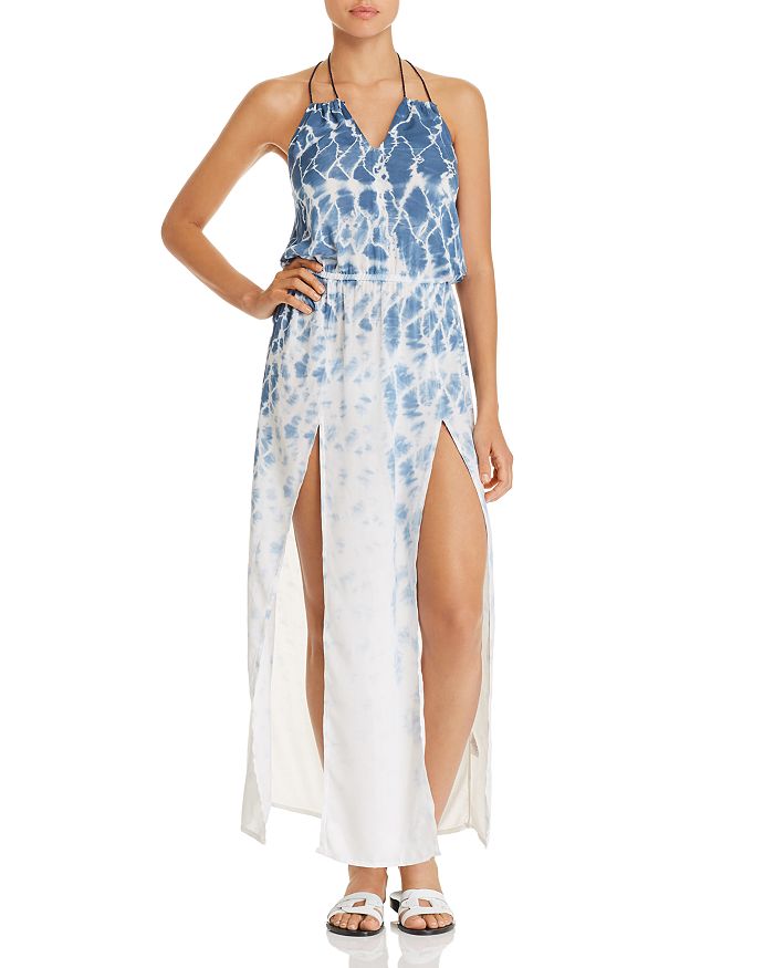 Surf Gypsy Tie-dye Maxi Dress Swim Cover-up In Denim Marble