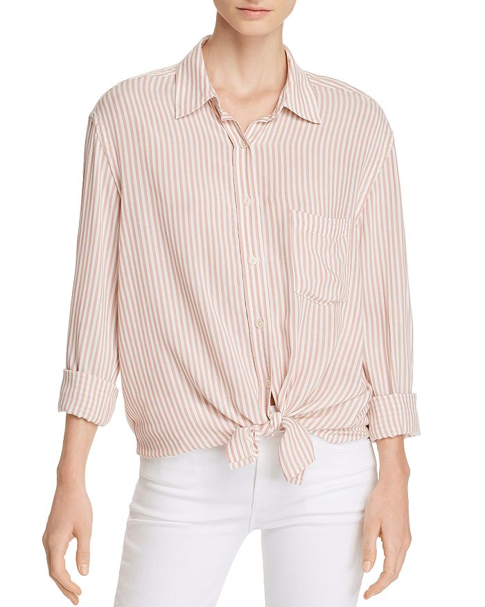 7 For All Mankind Striped High/Low Shirt | Bloomingdale's