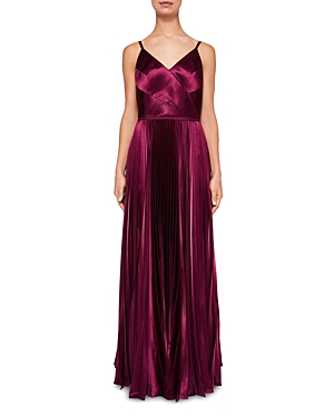 Ted Baker Efrona Pleated Satin Gown In Deep Purple ModeSens