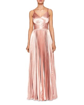 green emerald velvet dress Ted Baker Floral Pleated A-Line Dress Pink Multicolor