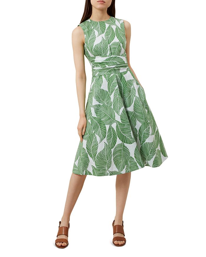 Hobbs green 2025 linen dress