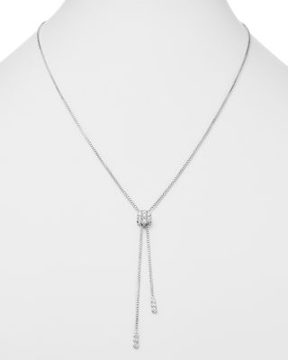 Diamond Flower Bolo Necklace in 14K White Gold, 0.85 tcw 