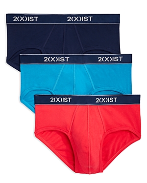 2(x)ist Men's Underwear, Essentials Contour Pouch Brief 3 Pack In Red/turquiose/navy