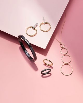 18K White Gold & Black Ceramic Pura Stretch Bracelet with Diamonds 