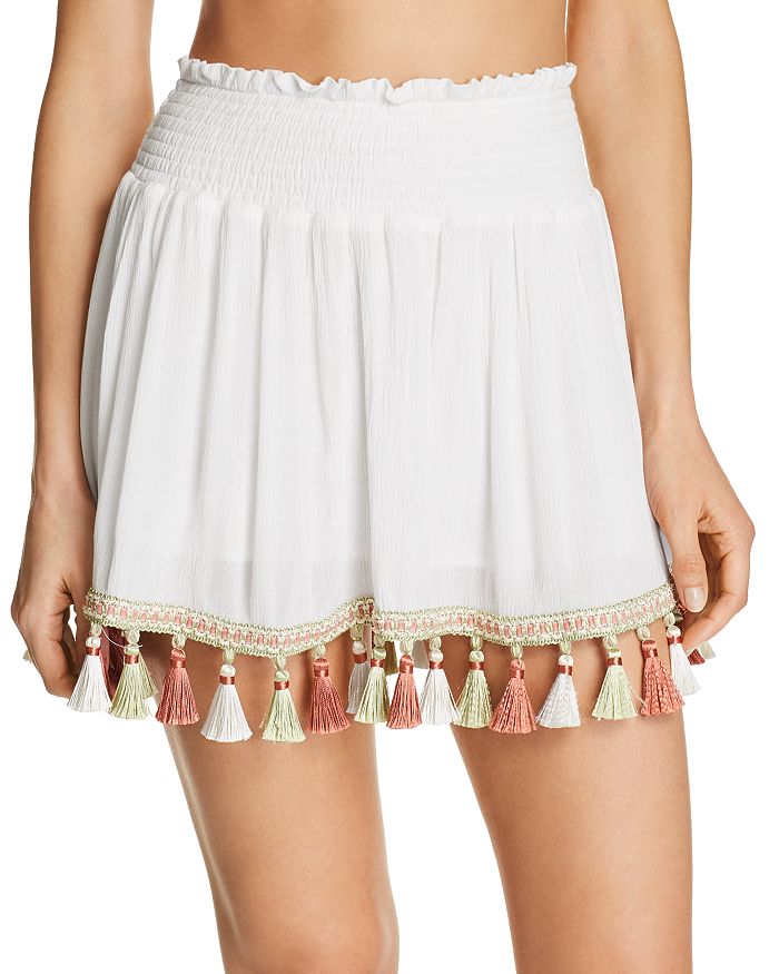 Surf Gypsy Tassel Mini Skirt Swim Cover-up In Ivory