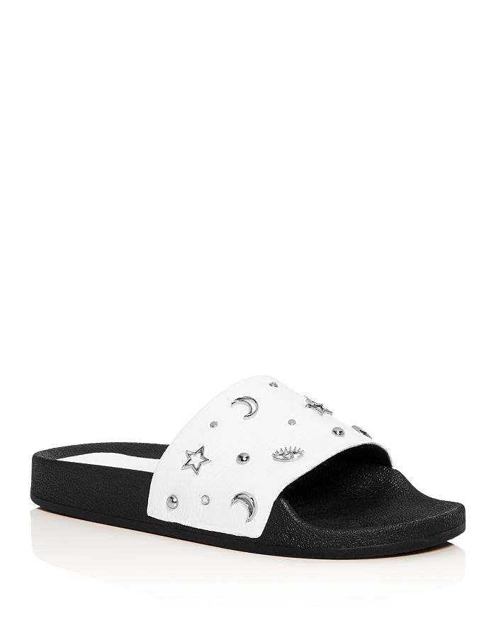 Rebecca Minkoff Women s Thunder Embellished Leather Slide Sandals