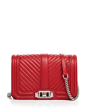 Rebecca Minkoff 'chevron Quilted Love' Crossbody Bag - Red In Scarlet/silver