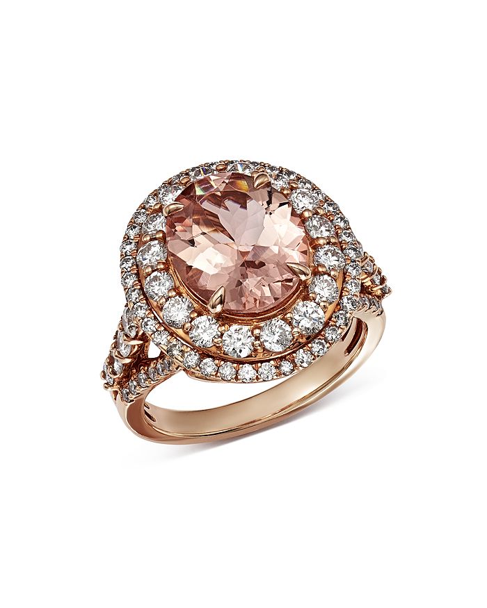 Bloomingdale's Morganite & Diamond Statement Ring In 14k Rose Gold - 100% Exclusive In Pink/rose Gold
