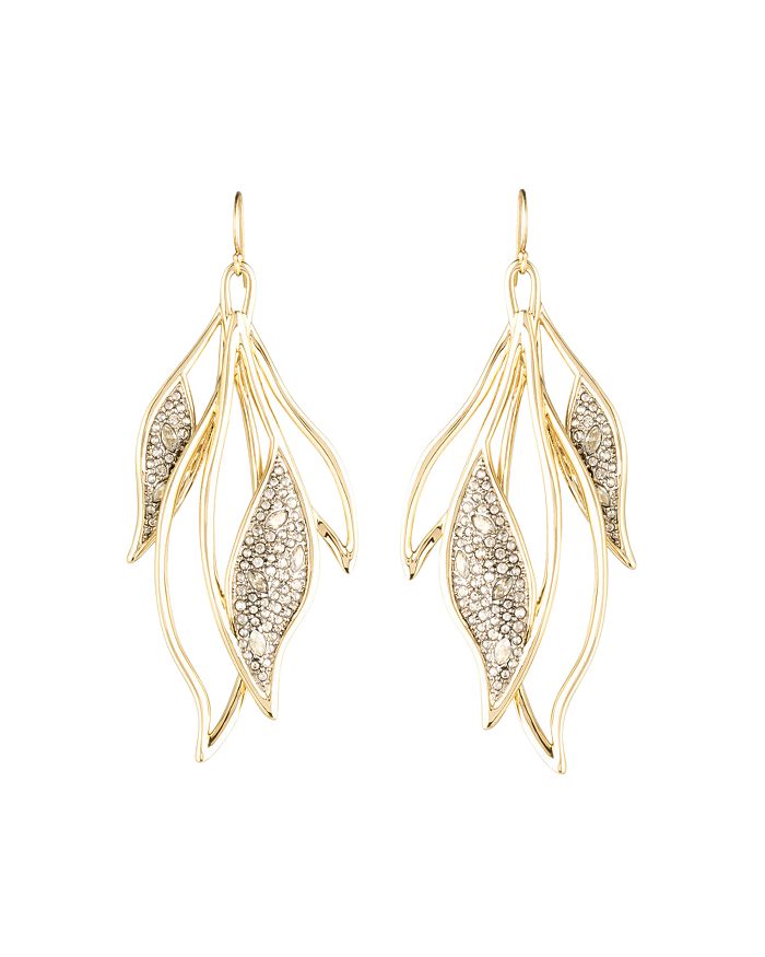 ALEXIS BITTAR CRYSTAL ENCRUSTED FEATHER WIRE EARRINGS,AB82E020