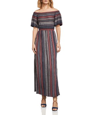 BCBGMAXAZRIA Charla Striped Off-the-Shoulder Maxi Dress | Bloomingdale's