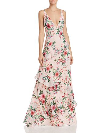 Fame and Partners Delany Floral-Print Ruffled Gown | Bloomingdale's