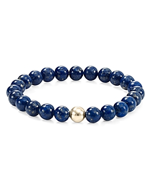 Aqua Beaded Stretch Bracelet In Gold Tone-plated Sterling Silver - 100% Exclusive In Sodolite/gold