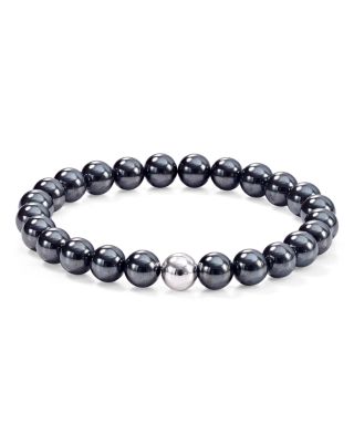 Sterling Silver & Stone Beaded Stretch Bracelet - Exclusive