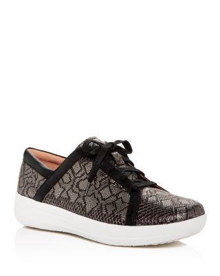 FitFlop - Women's F-Sporty II Python-Embossed Leather Platform Lace Up Sneakers