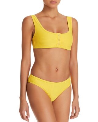 yellow ribbed bikini top