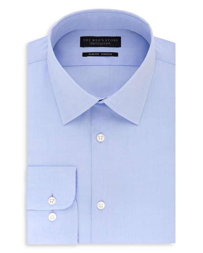 Shop The Men's Store At Bloomingdale's Solid Stretch Slim Fit Dress Shirt - 100% Exclusive In Light Blue