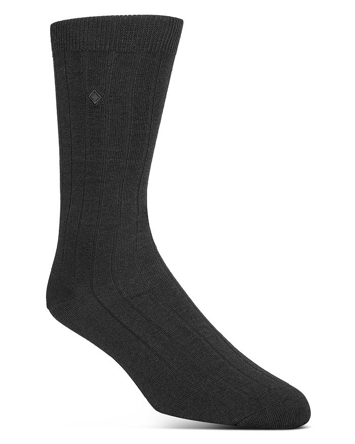 Shop Cole Haan Ribbed Dress Socks In Black