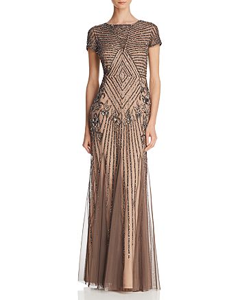 Adrianna Papell Embellished Short-Sleeve Gown | Bloomingdale's