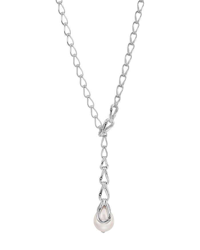 JOHN HARDY STERLING SILVER BAMBOO CHAIN & CULTURED FRESHWATER PEARL Y NECKLACE, 20,NB57000X20