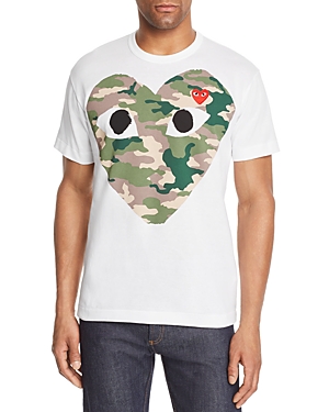 Comme Des Garçons Play Camouflage Heart-print Cotton T-shirt In White