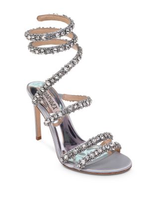 Badgley Mischka Women s Peace Embellished Satin Ankle Wrap High Heel Sandals Bloomingdale s