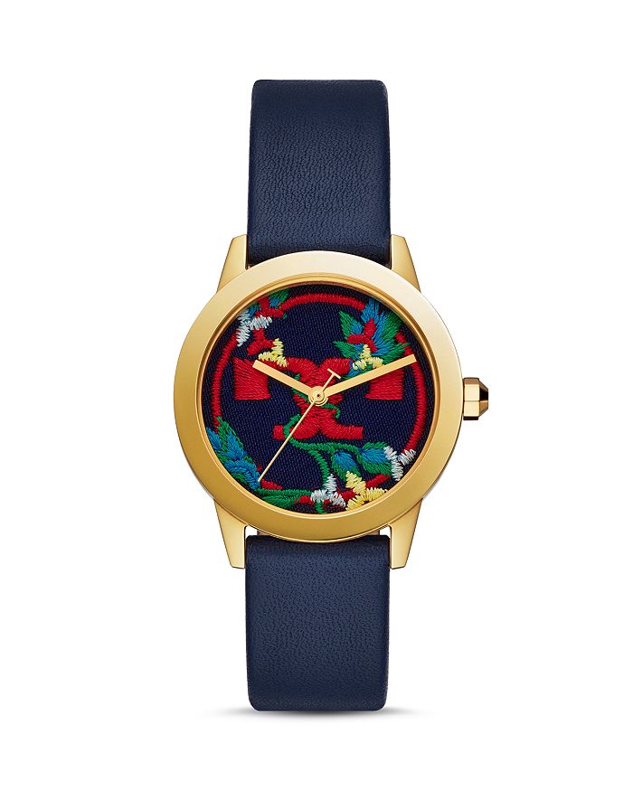 Tory Burch Gigi Embroidered Multicolor Logo Dial Watch 36mm