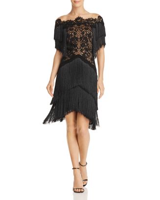 Tadashi Shoji Illusion Embroidered Fringe Dress | Bloomingdale's