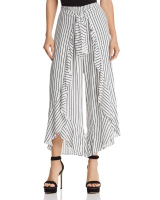 striped tie front pants