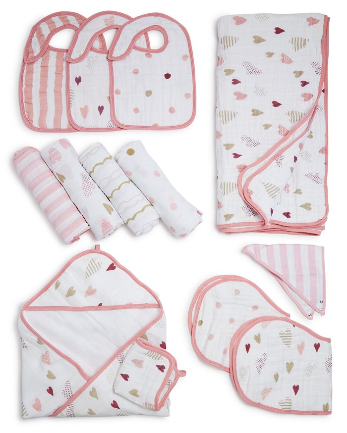 Aden and Anais Heart Breaker Swaddles Bibs Hooded Towel