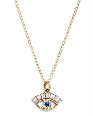Bloomingdale's Diamond & Blue Sapphire Evil Eye Pendant Necklace in 14K Yellow Gold, 18 - 100% Exclu