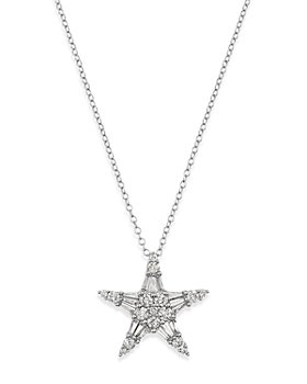 Bloomingdale's - Diamond Baguette & Round Star Pendant Necklace in 14K White Gold, 1.0 ct. t.w. - 100% Exclusive