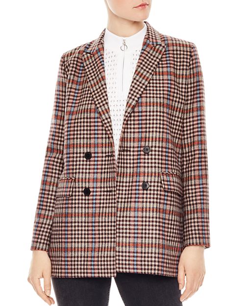Sandro - Solution Checked Double-Breasted Blazer