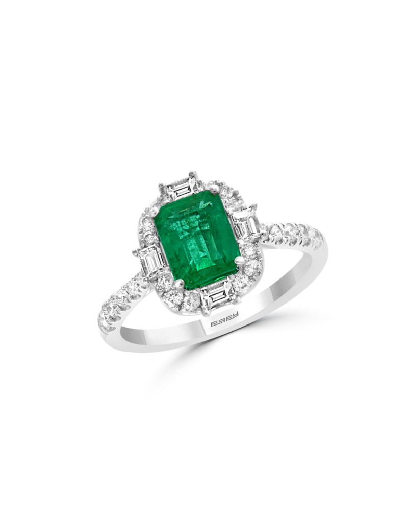 Bloomingdale's Fine Collection Emerald & Diamond Cocktail Ring in 14K White Gold in Green/White