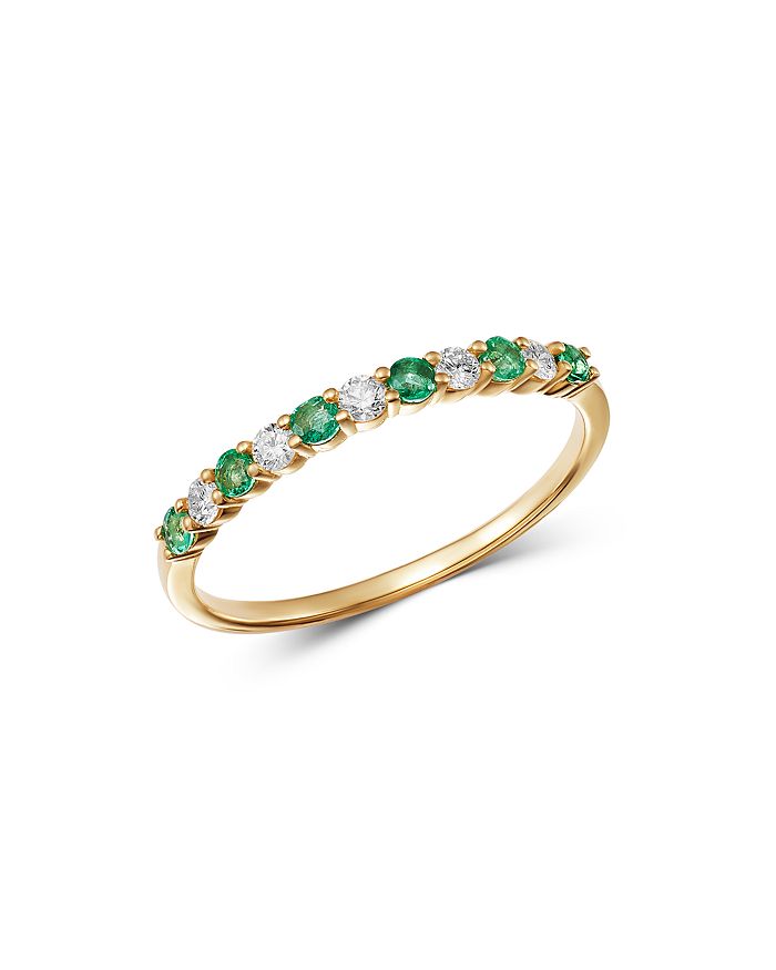Bloomingdale's Emerald & Diamond Stacking Ring In 14k Yellow Gold - 100% Exclusive In Green/gold