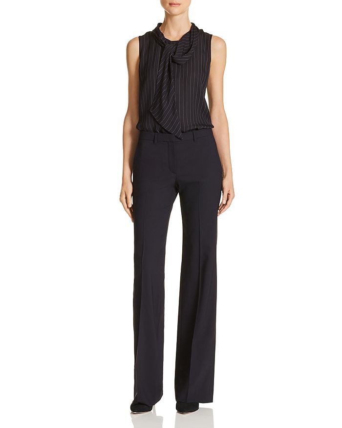 Shop Theory Demitria Wool-blend Flared Pants In Black