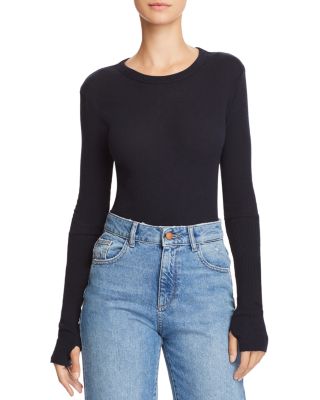 enza costa cuffed crew neck top