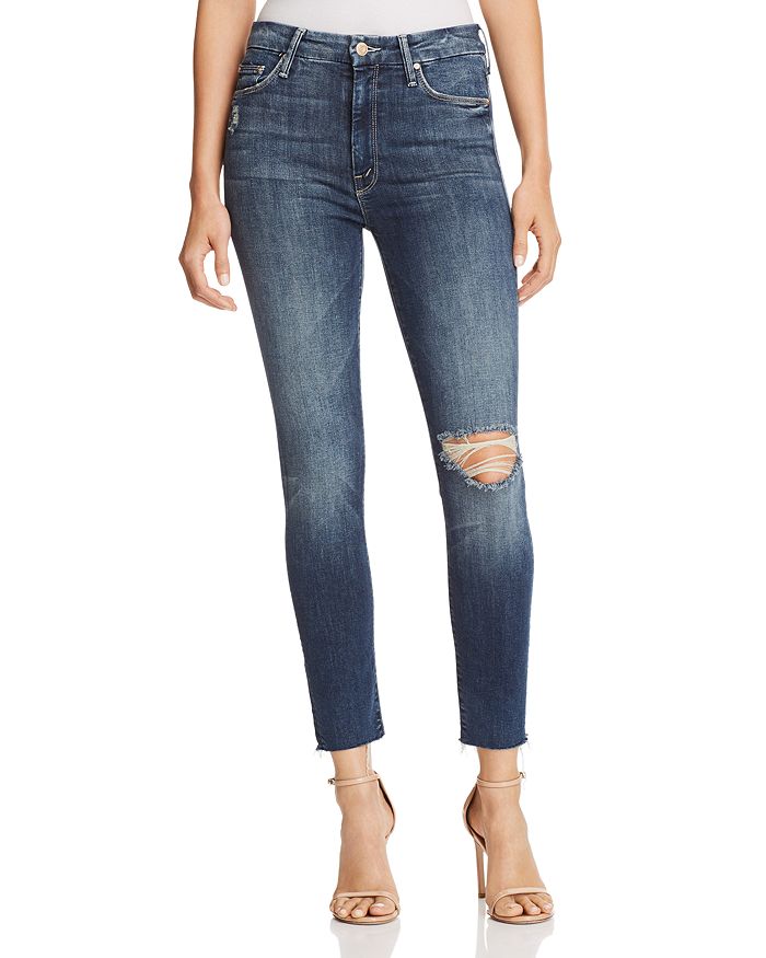 MOTHER THE LOOKER HIGH-RISE ANKLE FRAY SKINNY JEANS IN CLOSE TO THE EDGE,1411-104
