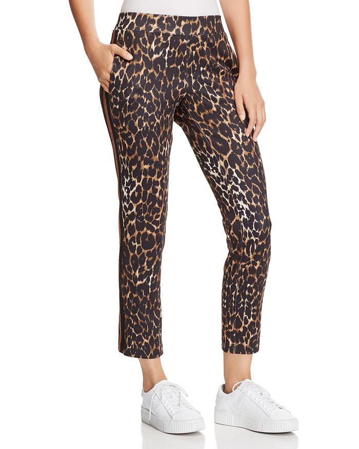 PAM & GELA Leopard Print Cropped Track Pants | Bloomingdale's