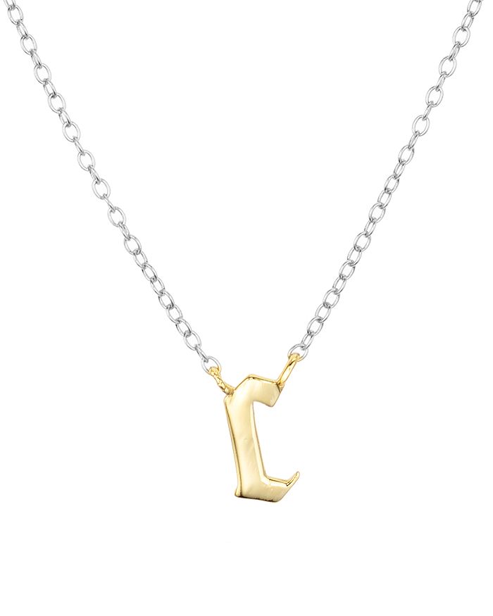 Argento Vivo Two Tone Gothic Initial Pendant Necklace, 16 In Two Tone/c