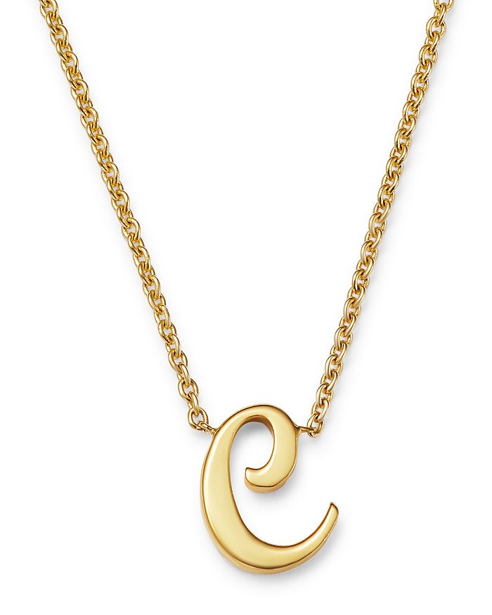 Roberto Coin 18k Yellow Gold Cursive Initial Necklace, 16 In C/gold
