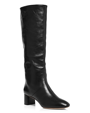 Loeffler Randall Women's Gia Pointed Toe Knee-high Leather Mid-heel Boots In Black