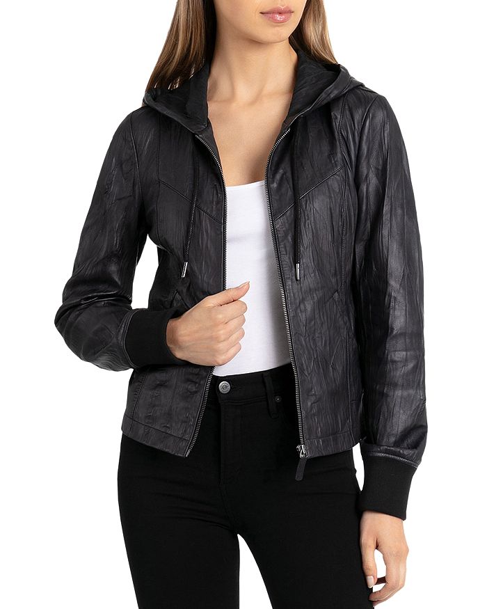 BAGATELLE.CITY Bagatelle Leather Hooded Jacket Bloomingdale s