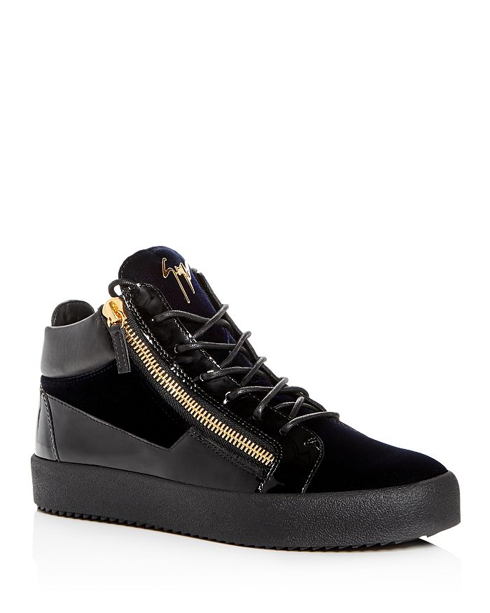 Giuseppe Zanotti Men's Velvet & Patent Leather Mid Top Sneakers ...