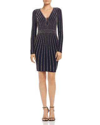 AQUA Beaded Long-Sleeve Dress - 100 